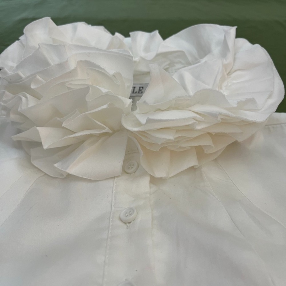 Style White Ruffle Neck Mini Swing Dress Sz M Romantic Bridal Shower - Picture 2 of 9